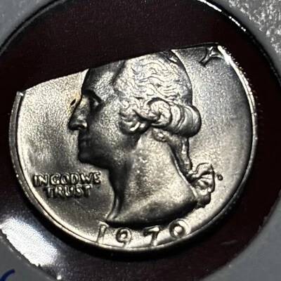 1970 D WASHINGTON QUARTER ERROR COIN Struck On End Of Strip Scrap Planchet 4.49g - Image 1 of 4