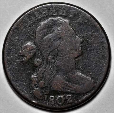 1802 Draped Bust Large Cent - US 1c Copper Penny Coin - L37 Cover