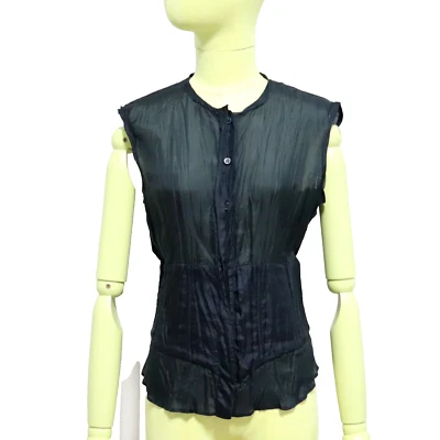 PRADA Silk Corset Blouse Sleeveless Navy Top Corset 100 % Silk Size 42 Italy - Image 1 of 4