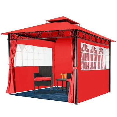 10'x10' Outdoor Pop-Up Canopy Tent, Waterproof Heavy Duty Gazebo w/ 2 Sidewalls - Image 1 of 4
