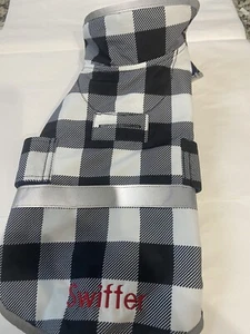 Lands' End PET Dog Coat Black/White Checkered Reflective Size Small - Picture 1 of 7