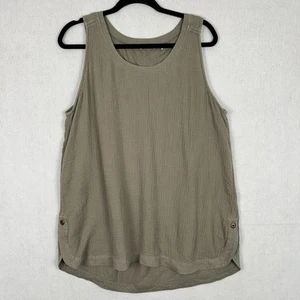 Tanque de gasa Soft Surroundings Beach Bounding sin mangas verde oliva talla L minimalista - Imagen 1 de 9