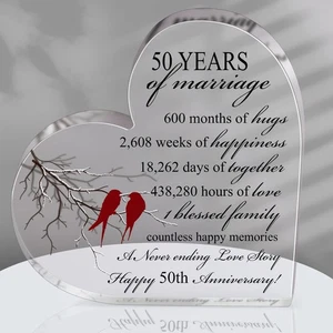 50Th Years Of Marriage Gift Wedding Anniversary Heart Marriage Keepsake - Picture 1 of 6