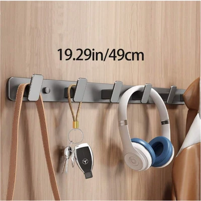 Aluminum 6 Hooks Key Coat Clothes Door Holder Rack Hook Wall Mounted - Image 1 of 3
