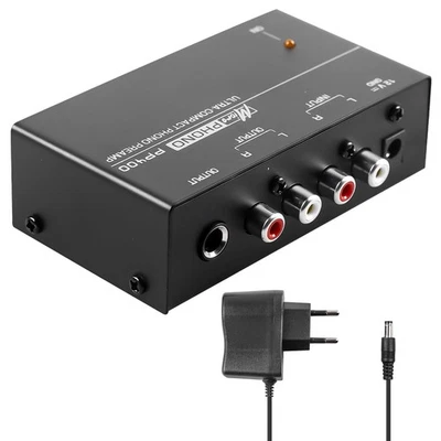 Preamplificatore phono per giradischi MM con ingressi RCA e alimentatore - Immagine 1 di 4