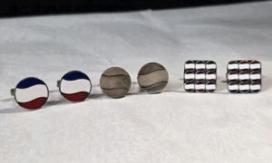 Vtg Lot Of 3 Pepsi Sterling And Enamel Cufflinks - Picture 1 of 9