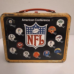 Vintage Thermoskanne NFL 1975 Metall Lunchbox - Bild 1 von 24