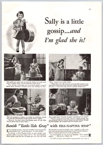 Advertising Print Ad 1935 Fels Naptha Soap Sally is a little gossip and I'm Glad - Picture 1 of 1
