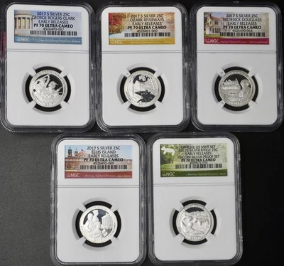 2017-S Silver National Park Quarter Set - NGC PF70 Ultra Cameo ER - ✪COINGIANTS✪ - Image 1 of 2
