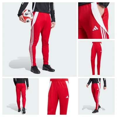 Adidas XL Men's Pants Red/White Stretch Athletic Zippper Tiro 24 Training - New - Image 1 of 4