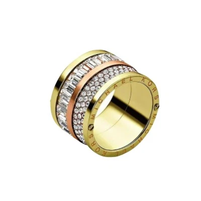 Michael Kors Brilliance Pave Baguette Barrel Two Tone Ring Size 6 - Image 1 of 4