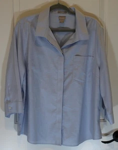 Chico's Größe 3 (US 16-18) bügelfreie Knopfleiste 3/4 Arm Bluse hellblau - Bild 1 von 12