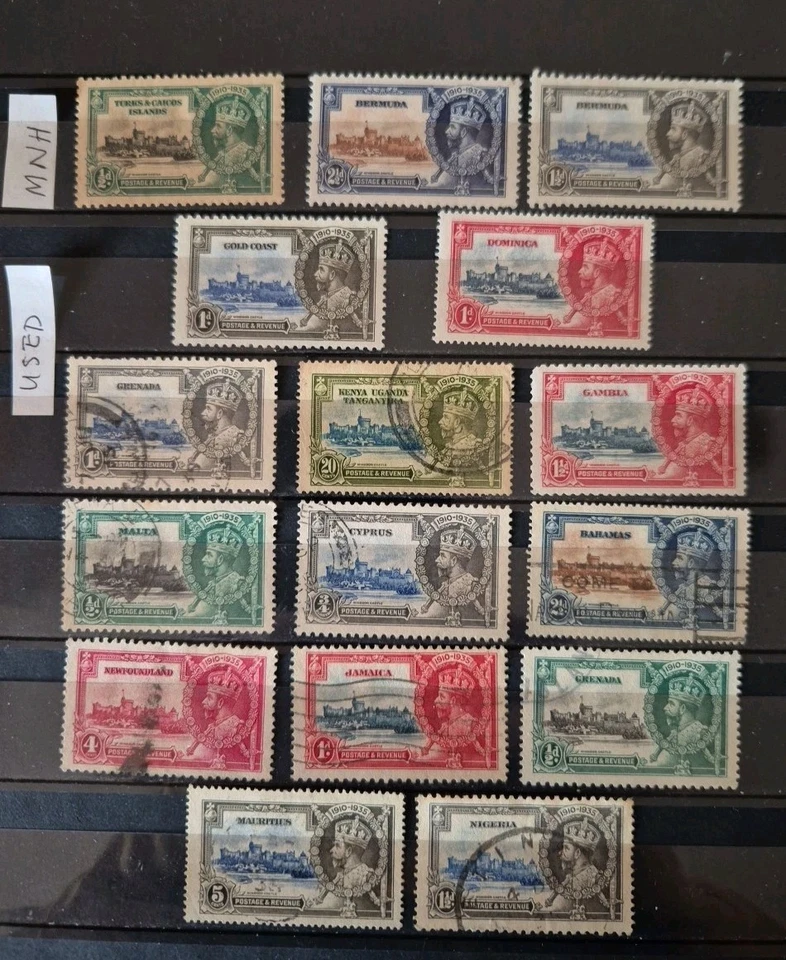 Estampillas de la Commonwealth británica 1935 KGV jubileo de plata MNH y usadas Foto 1 de 1