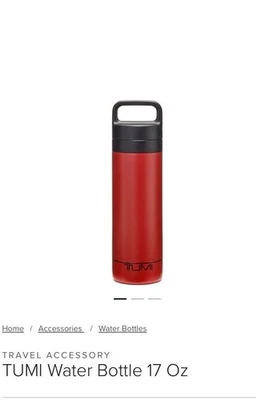 Red Tumi Travel Water Bottle Coffee Juice Hiking 17 Oz Backpack Pocket - Image 1 of 4