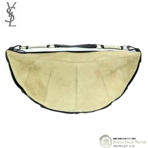 YSL Mombasa Suede Shoulder Bag Beige Black Tom Ford From JAPAN - Picture 1 of 7