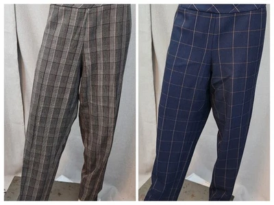 Investments Lote de 2 Pantalones Elastizados Cintura Elástica Gris Cuadros Azules Talla 16 XLARGE Foto 1 de 4