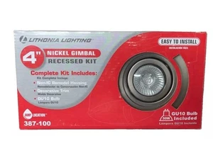 2-Pack Lithonia Lighting 4" Nickel Gimbal Recessed Light Kits - Picture 1 of 2