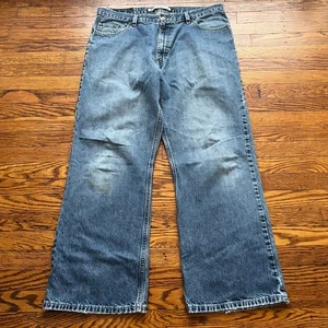 Vintage Y2K Express Jeans Mens 36x30 Blue Precision Fit Low Rise Bootcut Baggy - Picture 1 of 16