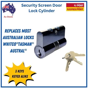 Brand New Screen Door Lock Cylinder Barrel Replacement 3 Keys - Picture 1 of 2