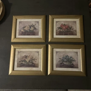 4 Botanical Gold Wood Framed Print Set 13” X 11”. Retails For $19.95 Ea. - Picture 1 of 6