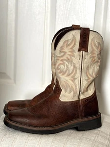 Stivali Justin uomo rame bollitore marrone cowboy western punta quadrata WK4683 taglia 6,5D - Foto 1 di 9