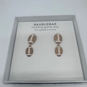 BaubleBar Gold White Football Dangle Earrings - Picture 1 of 3