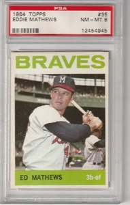 1964 Topps Eddie Mathews #35, PSA casi nuevo-como nuevo 8 - Imagen 1 de 2