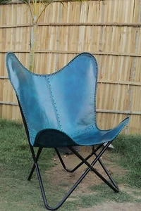 Retro Butterfly Chair Vintage Pure Leather Tan Seat Gold Base Chair(Only Cover) - Picture 1 of 4