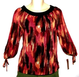 JM Collection Mujer Blusa Multicolor Impreso Transparente Forrado Pullover Talla 10 Nuevo con Etiquetas - Imagen 1 de 2