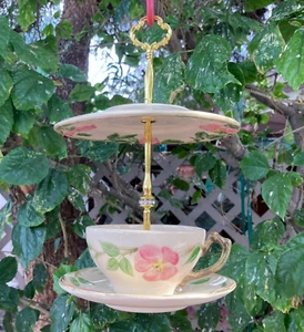 Bird feeder, Seed Feeder, Thistle Feeder, Vintage China, Bird Bath, Tea Cup - Picture 1 of 5