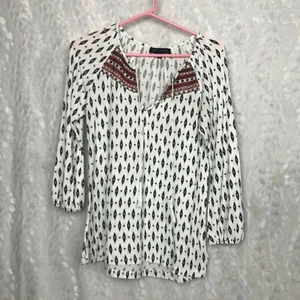Sanctuary womens boho black white shirt modal top tunic with tassel. Size XS - Picture 1 of 6