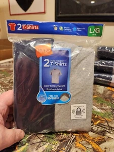 Hanes Boy T Shirt 2 Pack Tagless Crewneck Short Sleeve Sz L - Picture 1 of 2