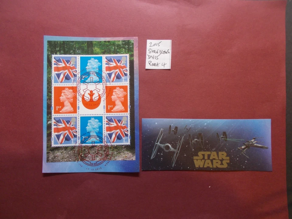GB 2015~Star Wars~Prestige Stamp Booklet Pane~4~ex DY15~VFU~on piece~UK - Image 1 of 1