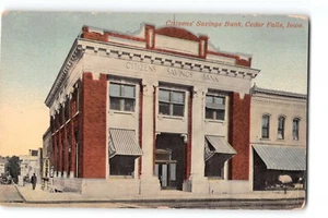 Tarjeta postal de colección Citizens' Savings Bank Cedar Falls Iowa principios de 1900 - Imagen 1 de 2