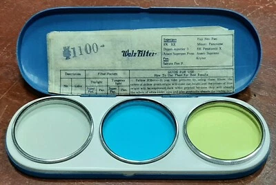Vintage Walz Filter Set of 3 for Nikkor Cannon UV clear, POB blue, Y.1 yellow  - Image 1 of 4