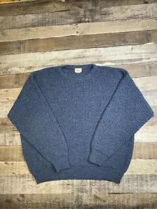 Vtg Huntington Ridge Mens Large Knit Pullover Sweater Fisherman Acrylic USA Blue - Picture 1 of 8