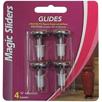 Magic Sliders Steel Adjustable Leveling Glide Round 7/8 in. W x 4 in. L 4 pk - - Image 1 of 2