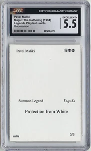 Graded Pavel Maliki CGC 5.5 EX+ Legends Playtest 1994 WOTC MTG Magic Vintage! - Picture 1 of 2