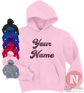Personalised glitter printed kids hoodie hooded top custom print your name - Picture 1 of 7