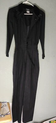 Vintage PG Collections Black Jumpsuit Romper Sz 4 Ginger Bort Cotton 90s Dressy - Image 1 of 4
