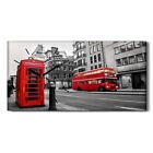 Dekor Leinwand Uhr Wandbilder 60x30 Malerei Stadt Geb&#228;ude London Rote Busse
