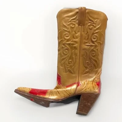 SENDRA X TONY MORA STIVALI DA COWBOY DONNA cammello/rosso UK-6 US-8 EU-39 - Immagine 1 di 4