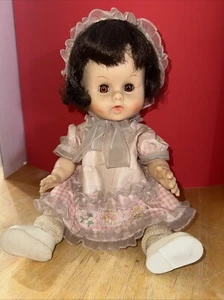 Vogue Brown Hair Ginny Baby Doll Brown Sleepy Eye 12" Original Dress Bonnet - Picture 1 of 17