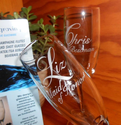 Wedding Toasting Glasses Set of 2 Personalized Champagne Flutes - Image 1 of 3