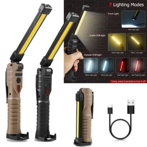 Rechargeable LED COB Work Light Mechanic Flashlight Lamp Magnetic Base 7 Modes - Picture 1 of 11