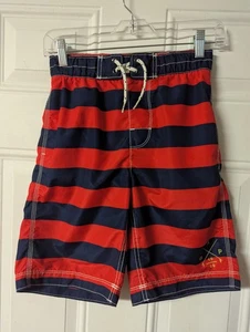 GAP Surf Kids Board Swim Shorts Boy XL (12) Reg Navy & Red Striped Very Nice EUC - Picture 1 of 7
