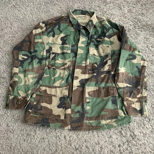 US ARMY BDU Woodland Combat Uniform Shirt Field Jacket Camo MEDIUM Military - Picture 1 of 9