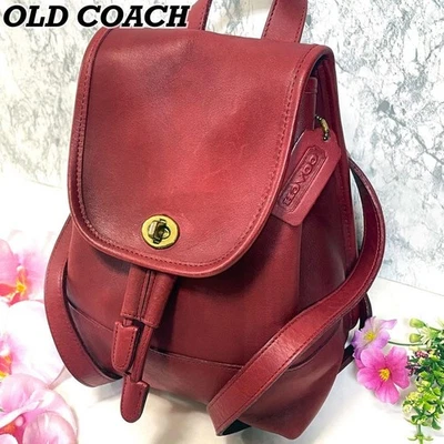 Mini zaino Coach vintage 9960 Turnlock in pelle rosso da JP 132618K autentico - Immagine 1 di 4