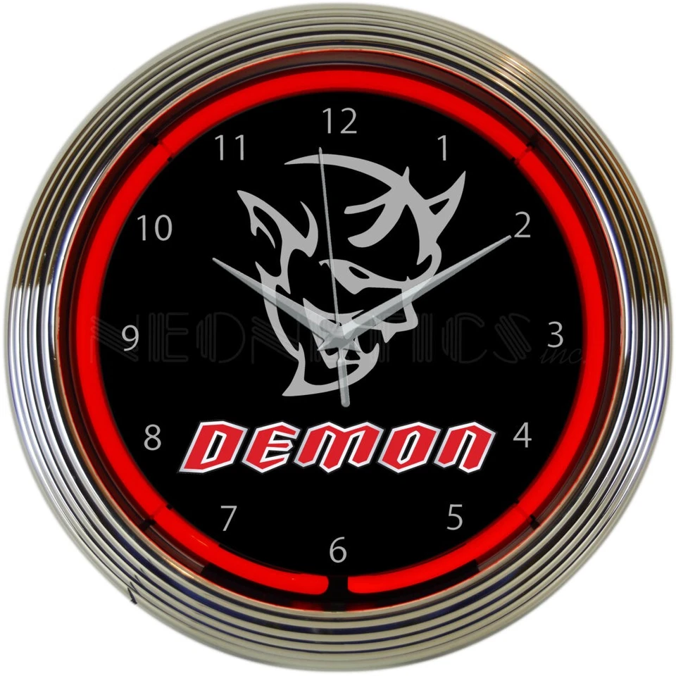 Dodge Demon Neón Reloj Coches Sala de Juegos Sótano Cueva Garaje Arte de Pared Decoración Foto 1 de 1