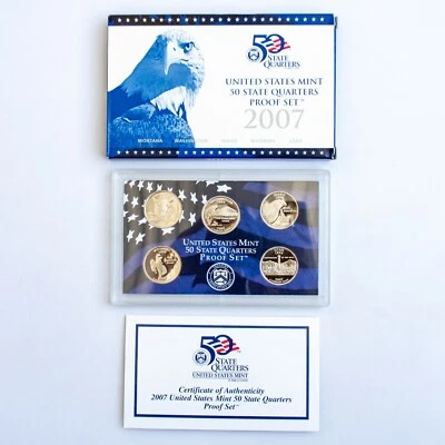 2007 S US 50 State Quarters Uncirculated Proof Mint Set - 5 Proof Coins OGP COA - Image 1 of 4
